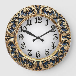 Reloj Redondo Grande Art Deco Azul