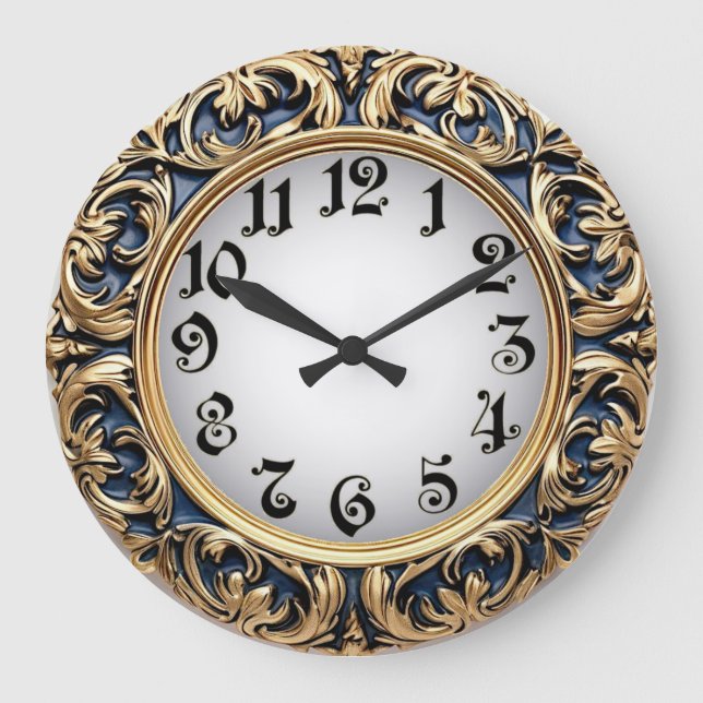 Reloj Redondo Grande Art Deco Azul (Anverso)
