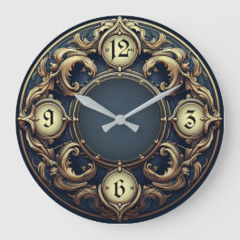 Reloj Redondo Grande Art Deco Blue Extra Elegant Wall