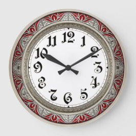Reloj Redondo Grande Art Deco Elegant Red Wall