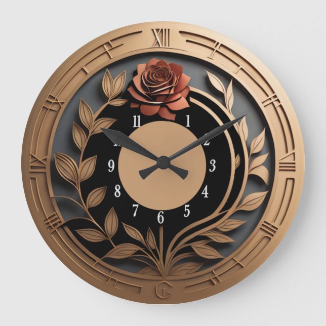 Reloj Redondo Grande Art Deco elegante (Anverso)