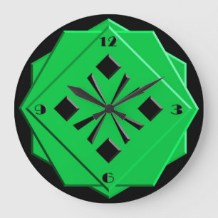 Reloj Redondo Grande Art Deco emerald green geometric pattern