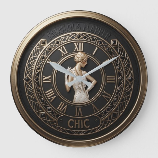 Reloj Redondo Grande Art Deco Flapper Chic (Anverso)