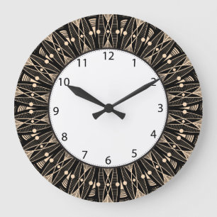 Reloj Redondo Grande Art déco floral negro
