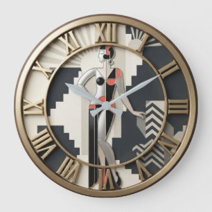 Reloj Redondo Grande Art Deco Geometric Figure