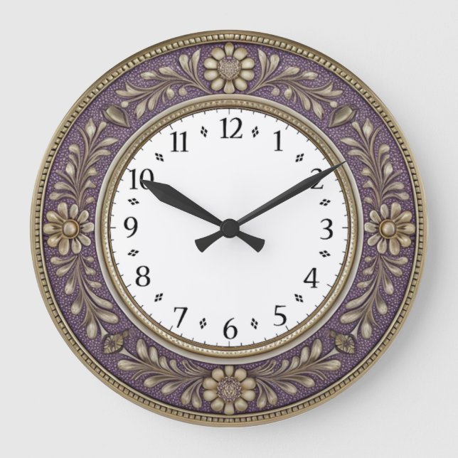 Reloj Redondo Grande Art Deco Púrpura (Anverso)