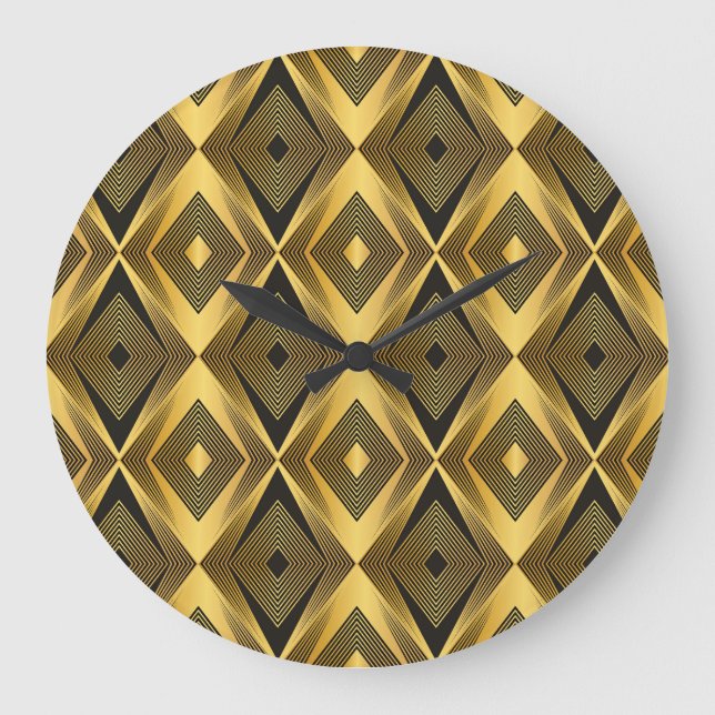 Reloj Redondo Grande Art Deco: Resumen de fondo geométrico (Anverso)