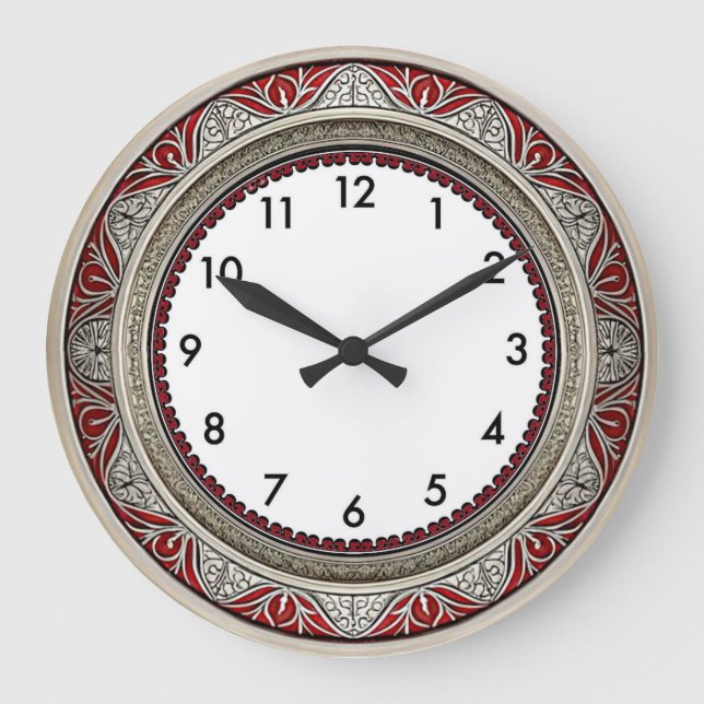 Reloj Redondo Grande Art Deco Rojo (Anverso)
