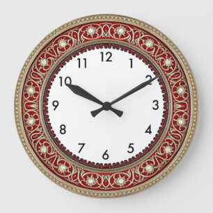 Reloj Redondo Grande Art Deco Rojo