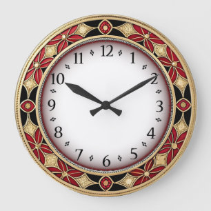 Reloj Redondo Grande Art Deco Rojo