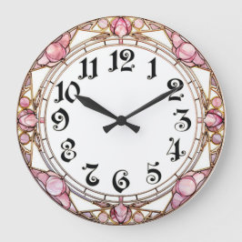 Reloj Redondo Grande Art Deco Rosa