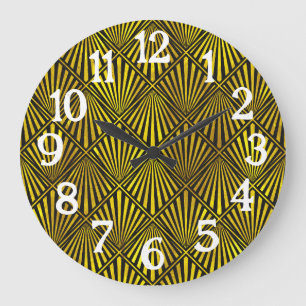 Reloj Redondo Grande Art Deco Veinte Rugientes '20 '20s Negro Oro
