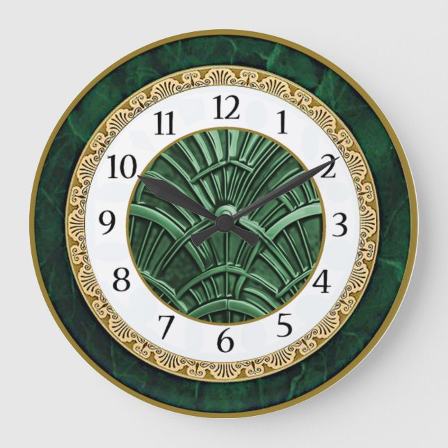 Reloj Redondo Grande Art Deco Verde (Anverso)