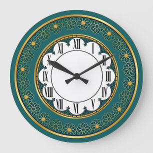 Reloj Redondo Grande Art Deco Verde