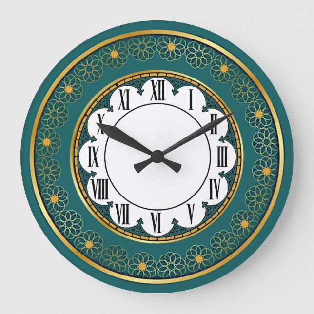 Reloj Redondo Grande Art Deco Verde (Anverso)