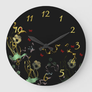 Reloj Redondo Grande art floral, festivo, elegante, ,color,decoración h