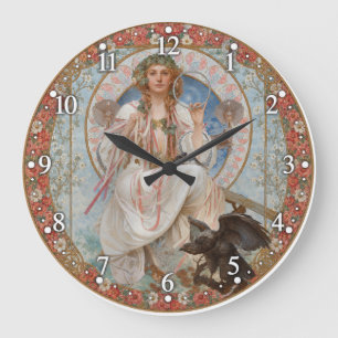 Reloj Redondo Grande Art Nouveau - Alphonse Mucha