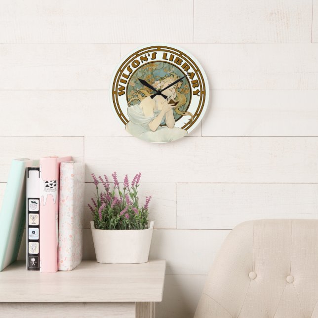 Reloj Redondo Grande Art Nouveau de la era victoriana de la biblioteca  (Sala de lectura)