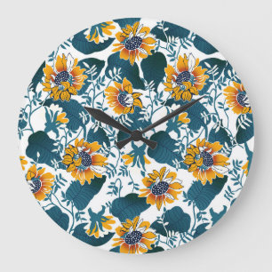 Reloj Redondo Grande Art Nouveau, estampado floral.