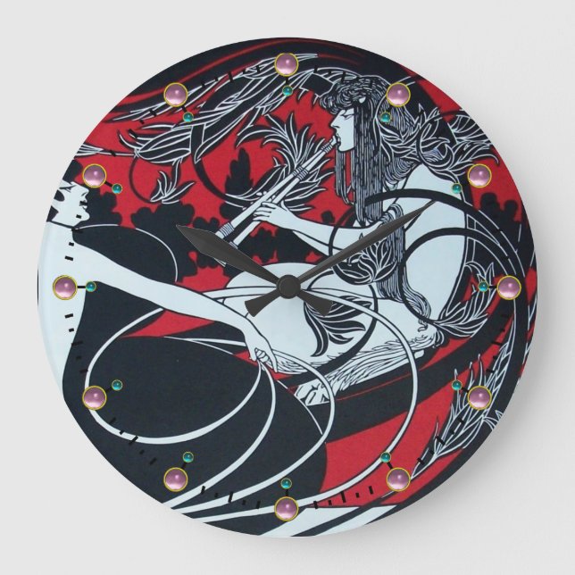 Reloj Redondo Grande ART NOUVEAU FAUN Borgoña rojo, negro, blanco (Anverso)