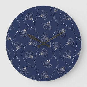 Reloj Redondo Grande Art Nouveau floral crema índigo