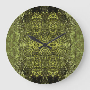 Reloj Redondo Grande Art Nouveau: Ornamento Vintage colorido.