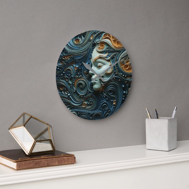 Reloj Redondo Grande Arte 3D de Moonlit Woman (Oficina)