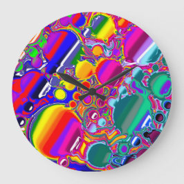 Reloj Redondo Grande Arte abstracto de explosión en arco iris
