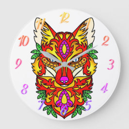 Reloj Redondo Grande Arte abstracto de Fox Boho