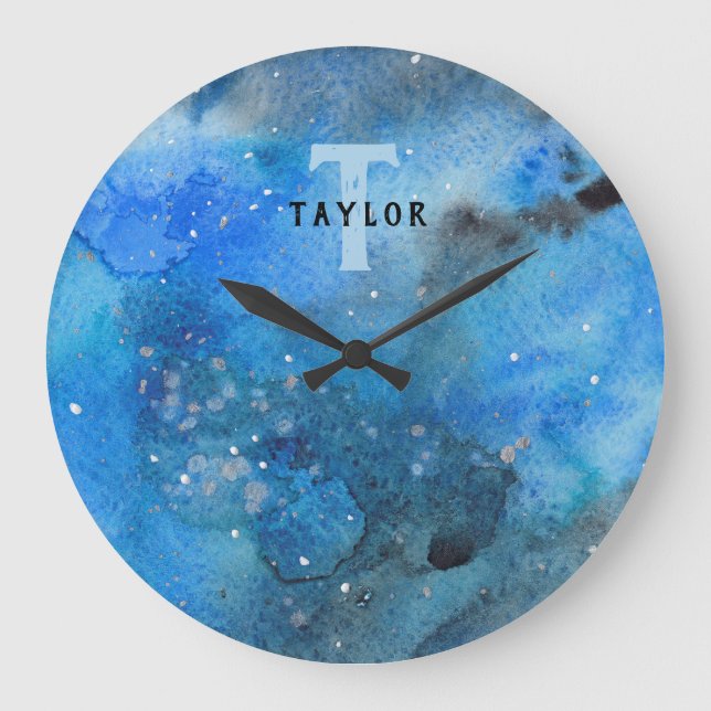 Reloj Redondo Grande Arte abstracto de monograma (Anverso)