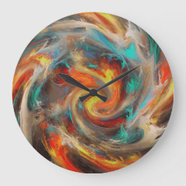 Reloj Redondo Grande Arte abstracto de pintura arremolinada