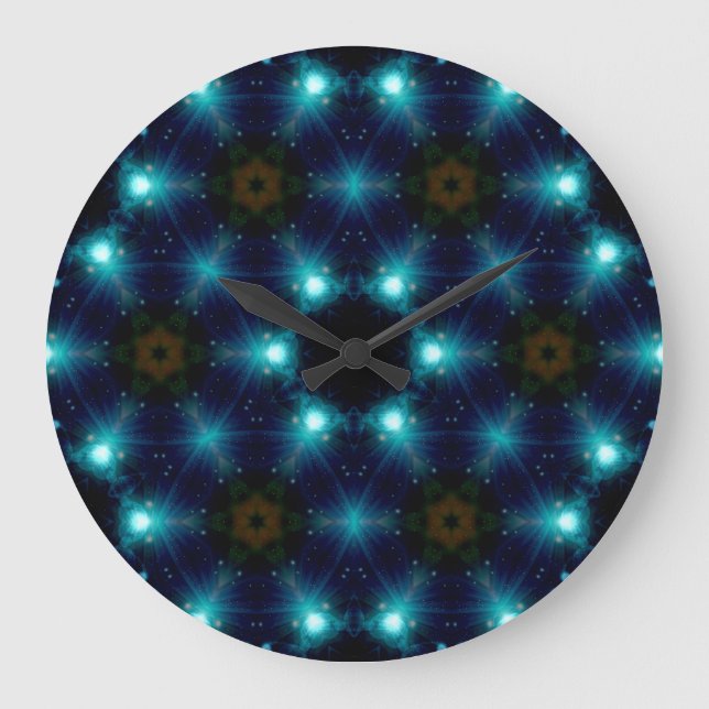 Reloj Redondo Grande Arte abstracto de Sci-Fi Galaxy Blue Light (Anverso)