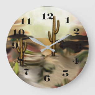 Reloj Redondo Grande Arte abstracto del desierto del suroeste de Sunris