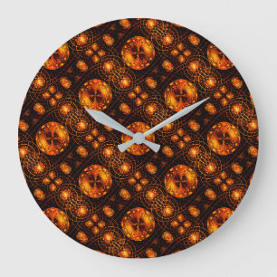 Reloj Redondo Grande Arte abstracto elegante boho moderno dorado Patrón