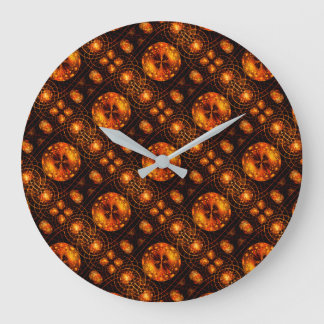 Reloj Redondo Grande Arte abstracto elegante boho moderno dorado Patrón