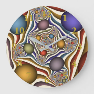 Reloj Redondo Grande Arte abstracto fractal moderno y colorido que vuel