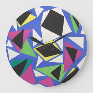 Reloj Redondo Grande Arte abstracto geométrico azul recortado de Matiss