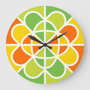 Reloj Redondo Grande Arte abstracto geométrico vibrante de ráfaga solar