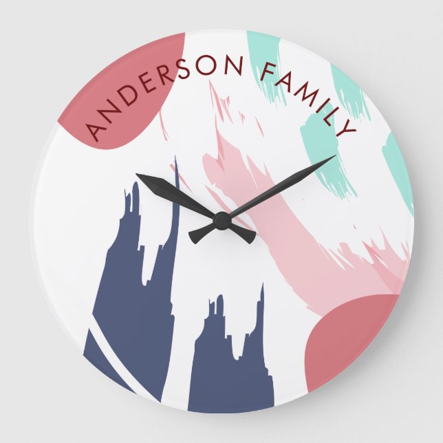 Reloj Redondo Grande Arte abstracto moderno (Anverso)