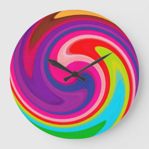 Reloj Redondo Grande Arte abstracto moderno de Swirl