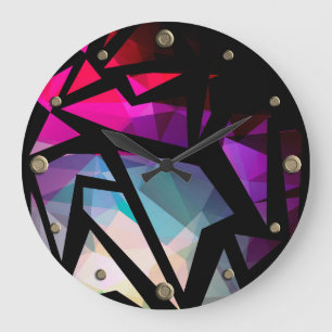Reloj Redondo Grande Arte abstracto moderno graffiti poligonal geométri