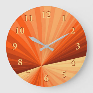Reloj Redondo Grande Arte abstracto moderno naranja rojo vainilla gráfi