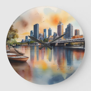 Reloj Redondo Grande Arte acuático de Brisbane