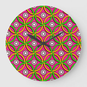 Reloj Redondo Grande Arte Africano: Imagen abstracta sin inconvenientes