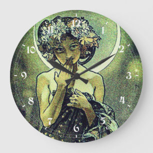 Reloj Redondo Grande Arte Antiguo Modernista La Luna de Mucha