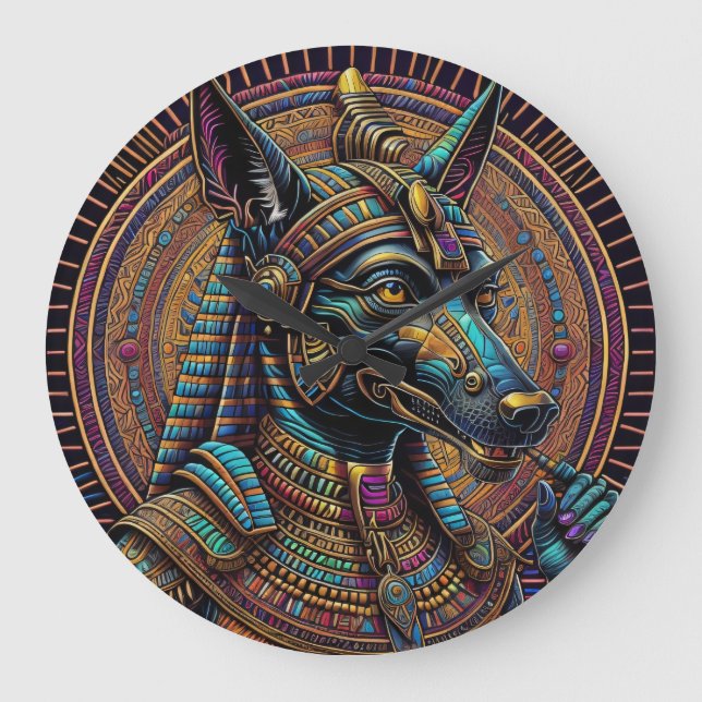 Reloj Redondo Grande Arte Anubis Egipcio (Anverso)