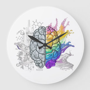 Reloj Redondo Grande Arte creativo de cerebro izquierdo vs derecho