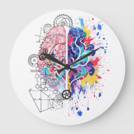 Reloj Redondo Grande Arte creativo de cerebro izquierdo vs derecho