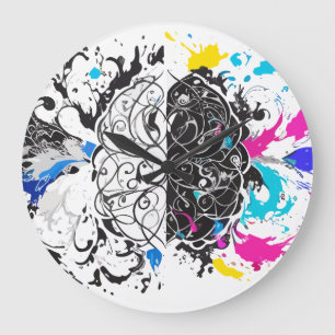Reloj Redondo Grande Arte creativo de cerebro izquierdo vs derecho