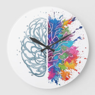 Reloj Redondo Grande Arte creativo de cerebro izquierdo vs derecho
